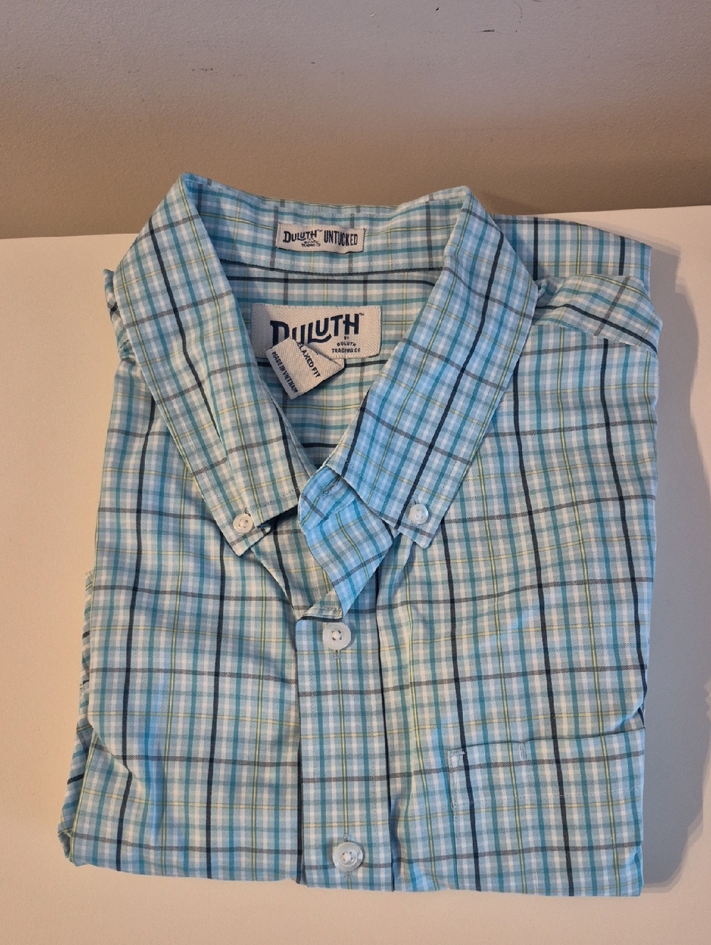 Duluth Co Light Blue and Green Plaid Button-Down Shirt - UNTUCKED - RELAXED